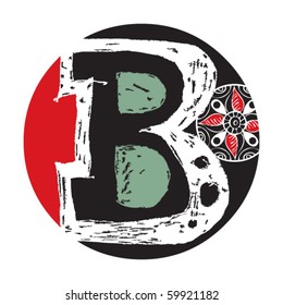 hand drawn alphabet, doodle letter B