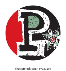 hand drawn alphabet, doodle letter P