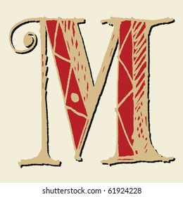 hand drawn alphabet, doodle M