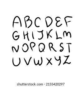 Hand drawn alphabet in doodle style. Great design for any purposes. Isolated vector typeset. 
