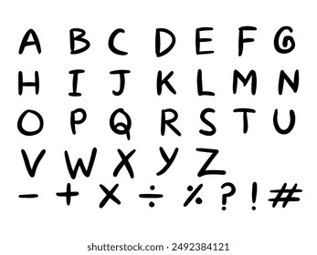 Hand drawn alphabet doodle style design set vector