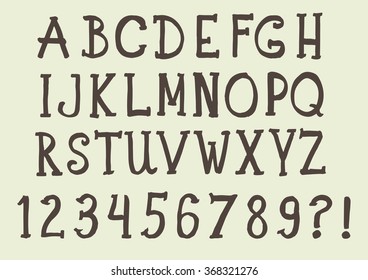 Hand drawn alphabet. Doodle vector font. 