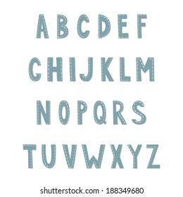 Hand drawn alphabet. EPS 10. No transparency. No gradients.