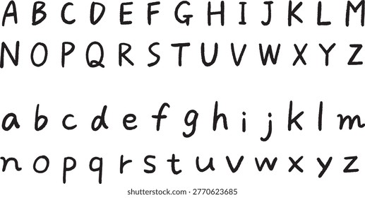 Hand Drawn Alphabet Font Set Uppercase and Lowercase Simple Cute Handwritten Letters