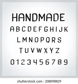 Hand drawn alphabet font. Type letters and numbers Vector design elements. 