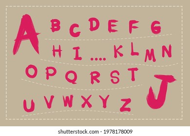 Hand Drawn Alphabet Font. Vector Brush Style
