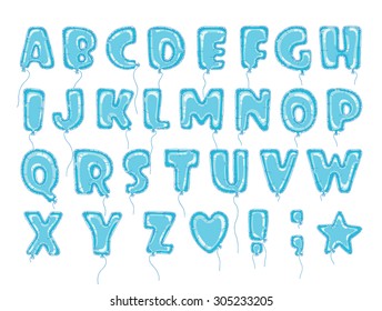 Hand drawn alphabet in the form of balloons. Easy editable vector file. Perfect letters design for festive posters and postcards or nterior decoration baby room.