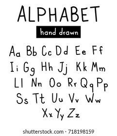 Hand  drawn alphabet. Handwritten font brush style modern calligraphy printed font. Lettering vector font alphabet. Set of vector letters written. Vector Illustrations