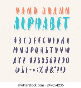 Hand drawn alphabet. Handwritten letters.