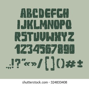 Hand drawn alphabet handwritting abc vector font. Type letters, numbers and punctuation marks.