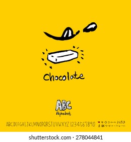 Hand drawn alphabet illustration & calligraphy - vector