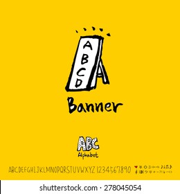Hand drawn alphabet illustration & calligraphy - vector