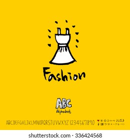 Hand drawn alphabet illustration & calligraphy - vector