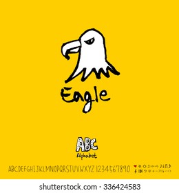 Hand drawn alphabet illustration & calligraphy - vector