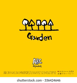 Hand drawn alphabet illustration & calligraphy - vector