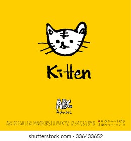 Hand drawn alphabet illustration & calligraphy - vector