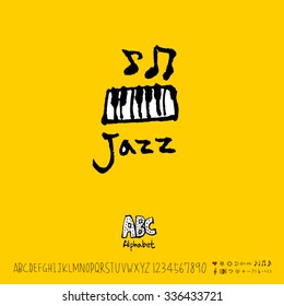 Hand drawn alphabet illustration & calligraphy - vector