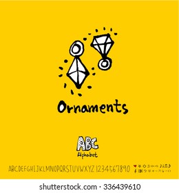 Hand drawn alphabet illustration & calligraphy - vector