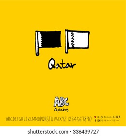 Hand drawn alphabet illustration & calligraphy - vector