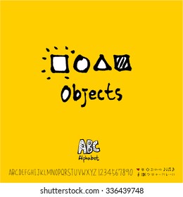 Hand drawn alphabet illustration & calligraphy - vector