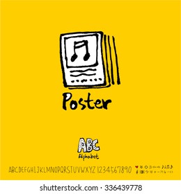 Hand drawn alphabet illustration & calligraphy - vector