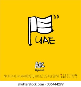 Hand drawn alphabet illustration & calligraphy - vector