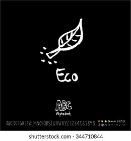 Hand drawn alphabet illustration & calligraphy / blackboard style - vector