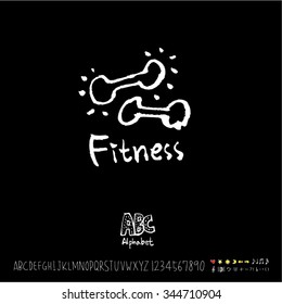 Hand drawn alphabet illustration & calligraphy / blackboard style - vector