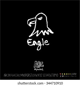 Hand drawn alphabet illustration & calligraphy / blackboard style - vector
