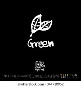 Hand drawn alphabet illustration & calligraphy / blackboard style - vector