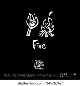 Hand drawn alphabet illustration & calligraphy / blackboard style - vector