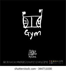 Hand drawn alphabet illustration & calligraphy / blackboard style - vector