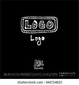 Hand drawn alphabet illustration & calligraphy / blackboard style - vector