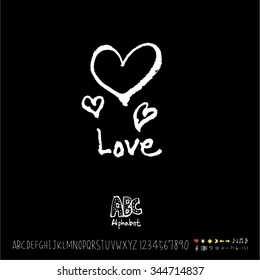Hand drawn alphabet illustration & calligraphy / blackboard style - vector