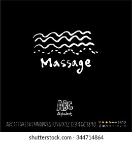 Hand drawn alphabet illustration & calligraphy / blackboard style - vector