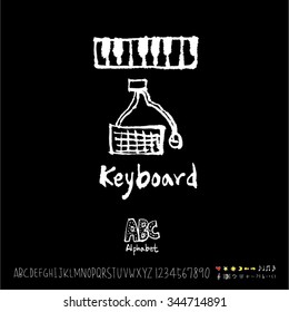 Hand drawn alphabet illustration & calligraphy / blackboard style - vector