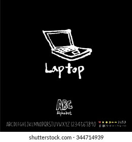 Hand drawn alphabet illustration & calligraphy / blackboard style - vector