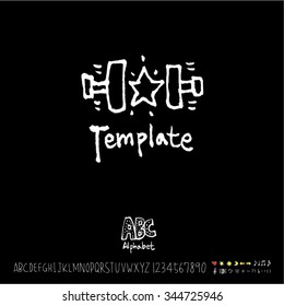 Hand drawn alphabet illustration & calligraphy / blackboard style - vector