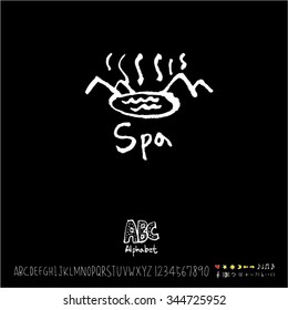 Hand drawn alphabet illustration & calligraphy / blackboard style - vector