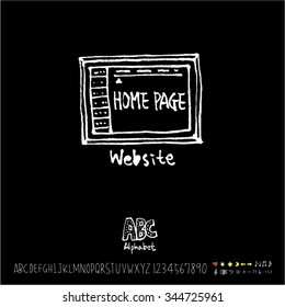 Hand drawn alphabet illustration & calligraphy / blackboard style - vector