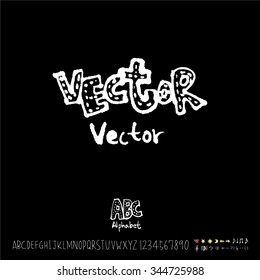 Hand drawn alphabet illustration & calligraphy / blackboard style - vector