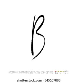 Hand drawn alphabet illustration & calligraphy - vector
