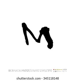 Hand drawn alphabet illustration & calligraphy - vector