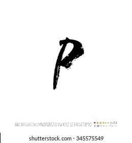 Hand drawn alphabet illustration & calligraphy - vector