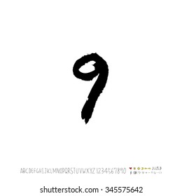 Hand drawn alphabet illustration & calligraphy - vector
