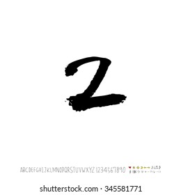 Hand drawn alphabet illustration & calligraphy - vector