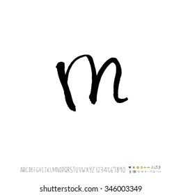 Hand drawn alphabet illustration & calligraphy - vector
