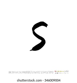 Hand drawn alphabet illustration & calligraphy - vector
