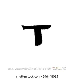 Hand drawn alphabet illustration & calligraphy - vector