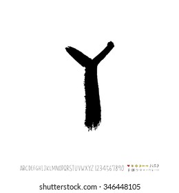Hand drawn alphabet illustration & calligraphy - vector